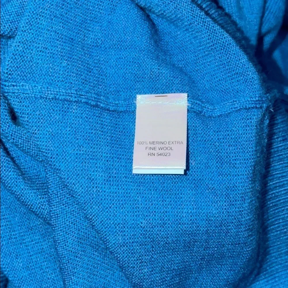 Banana Republic Men's Bright Blue V-Neck Extra Fine Merino‎ Wool Sweater Size XL